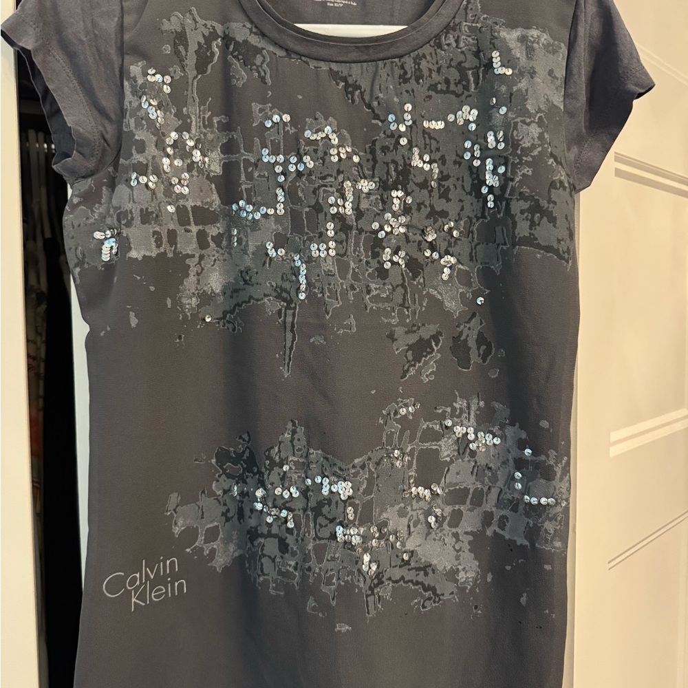 Calvin Klein Charcoal Sequin Tee